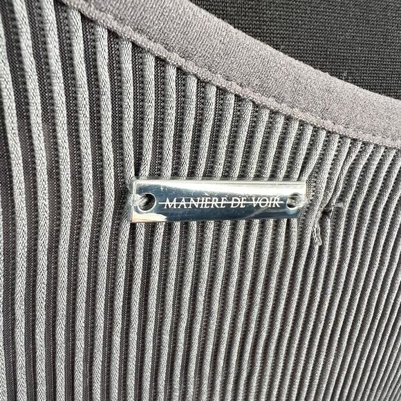 Maniere De Voir Gray Cropped Top Stretch Rib One Shoulder Pullover Top Size 12 - Picture 10 of 10